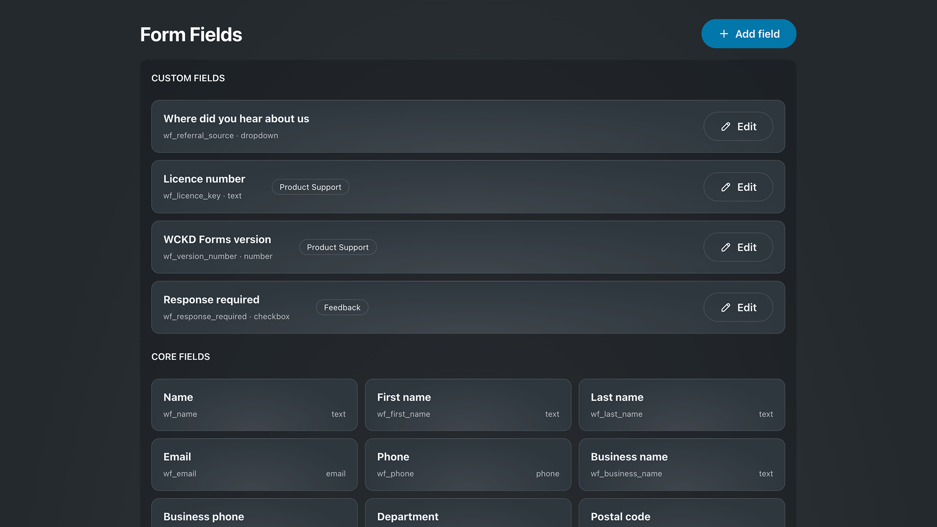 Field library — Reusable custom fields library