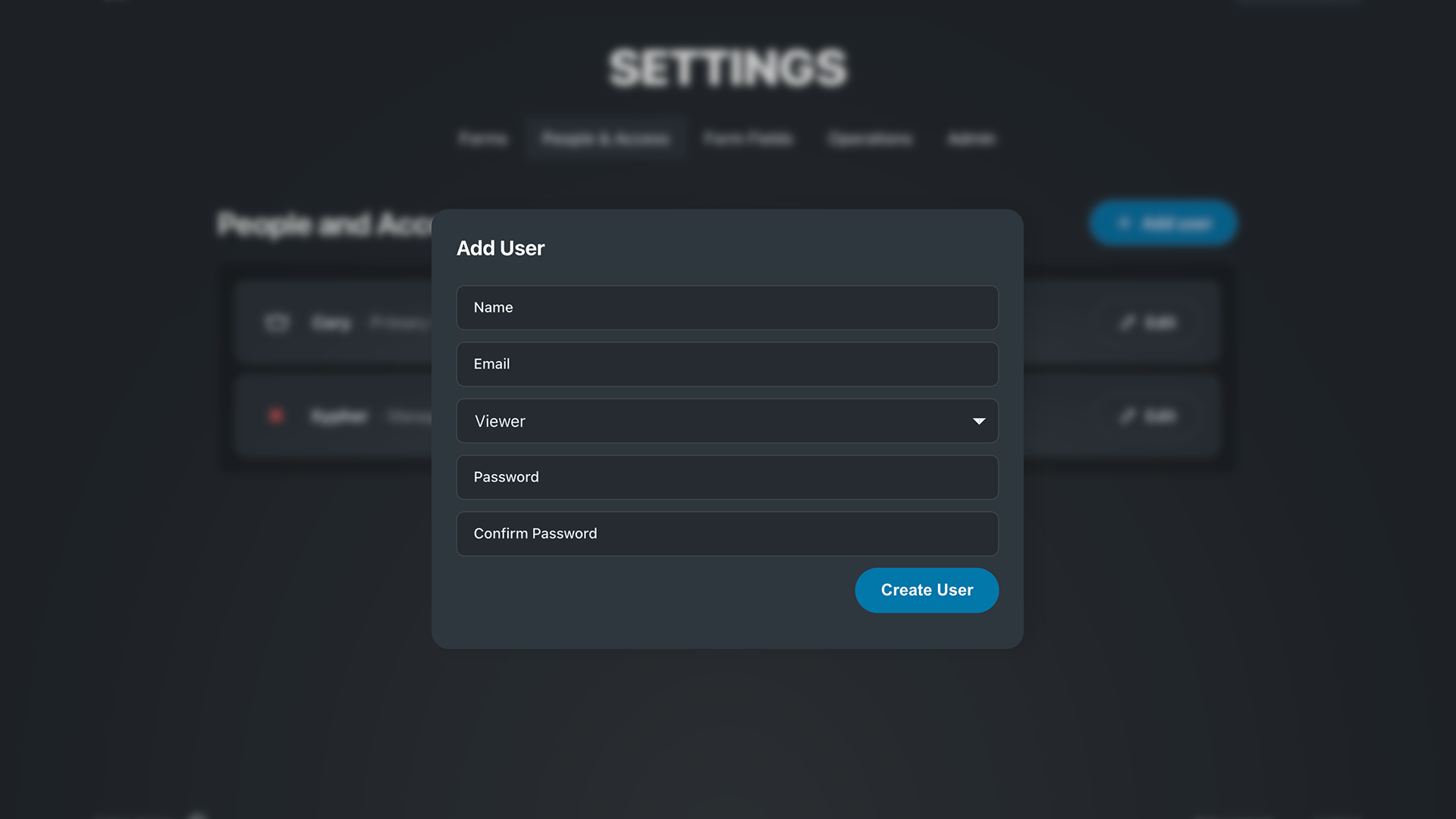 Invite people — Invite a new dashboard user